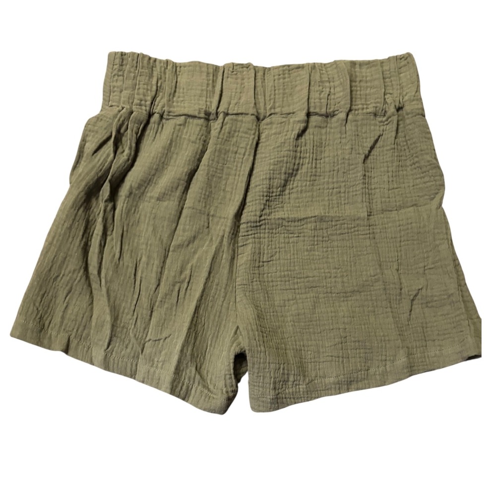 ONE5ONE‎ High Rise Gauze Shorts Olive Green Elastic Waist Casual Comfy M NWOT